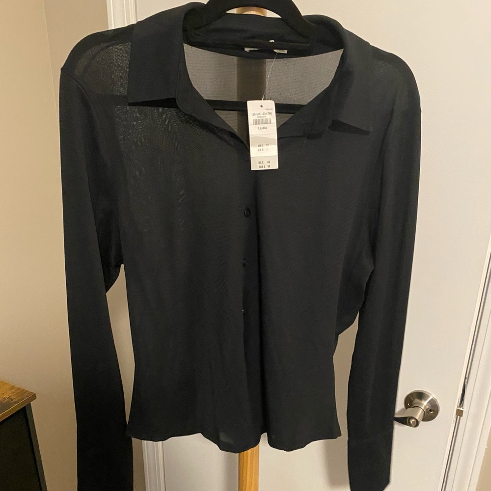 Abercrombie & Fitch Black Sheer Button Down Shirt
